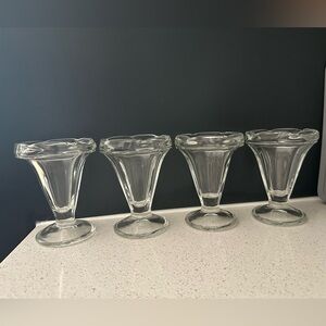 3 set Vintage diner style ice cream dishes sundae dessert glass